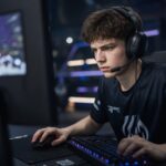 Professional esports player focused during competition, illustrating mental challenges in competitive gaming